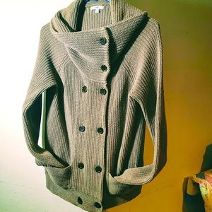 Gap Thick Knit Cotton Wool Blend Double Breasted Button Up Cowl Neck Cardigan